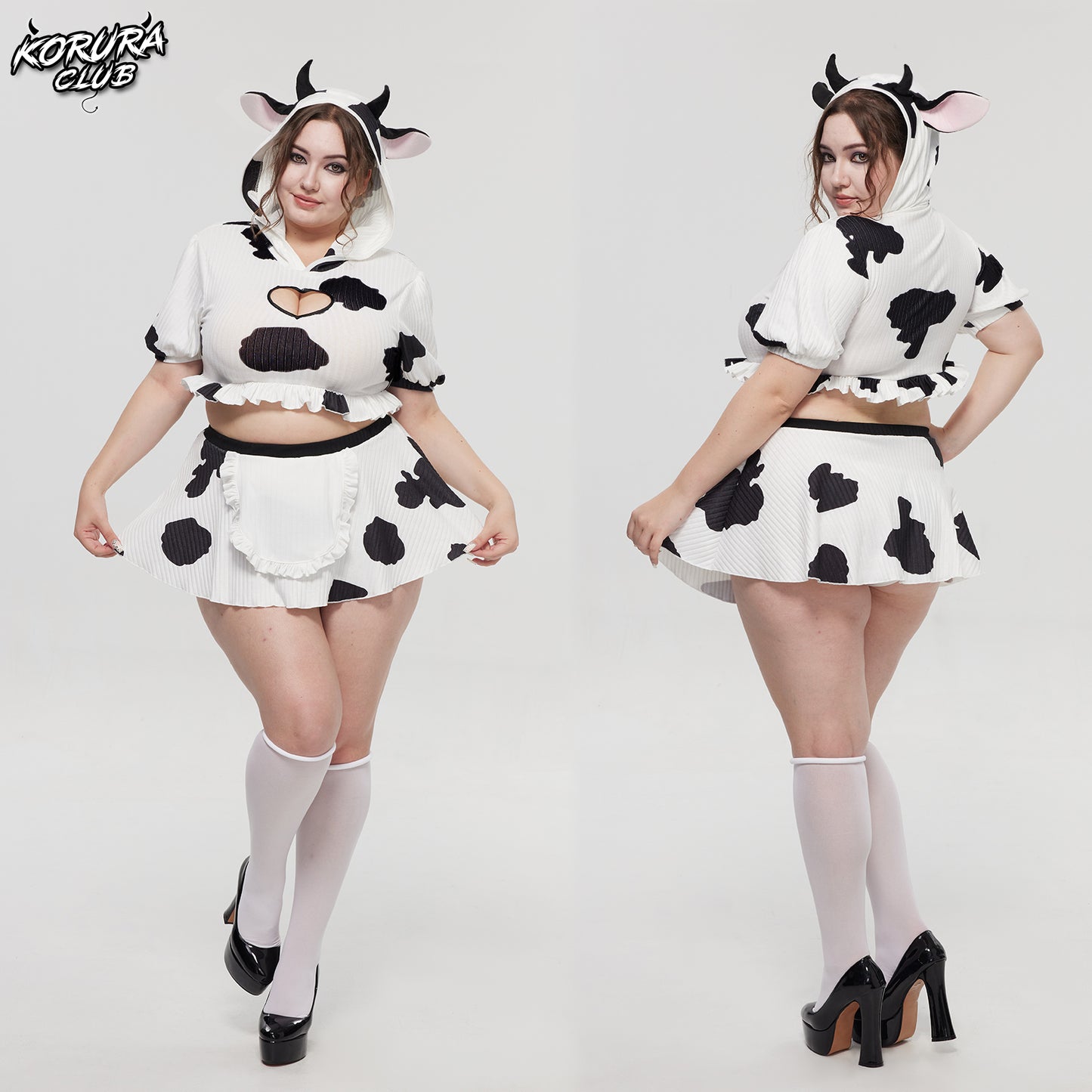 Cosplay Cow Print Skirt Set KO155