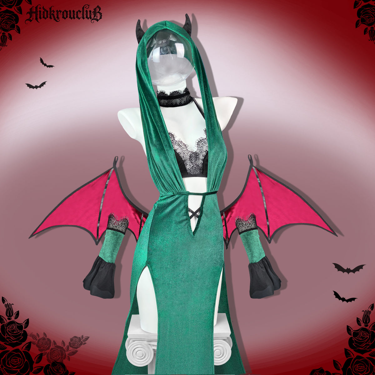 Pre-Sale Gothic Green Devil Wing Costume Set HK008