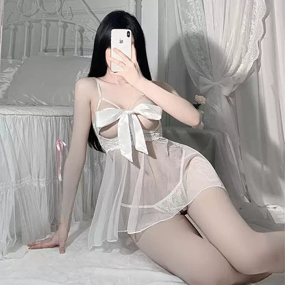 Sexy lace bow suspender nightgown PA20028