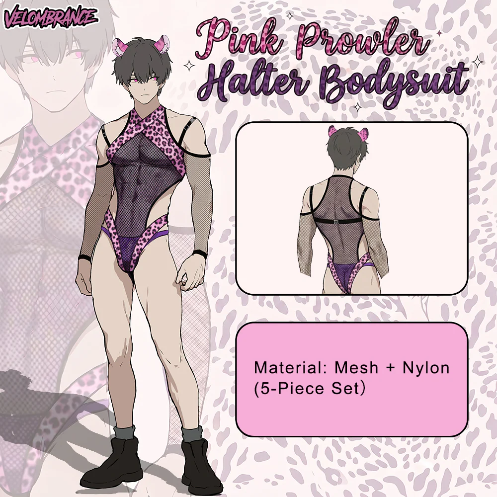 Pre-sale Pink Prowler Halter Bodysuit (5-Piece Set）AS62