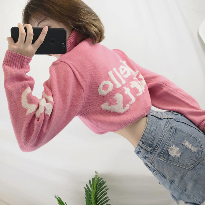 Turtleneck pink sweater PL53698