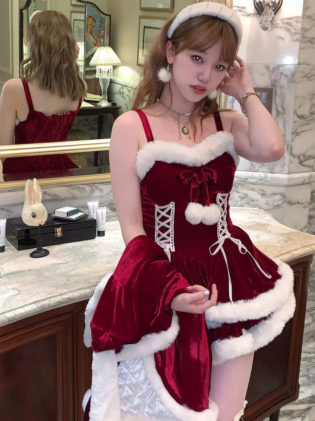 Energetic Christmas Sweet Cape Dress PA20313