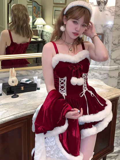 Energetic Christmas Sweet Cape Dress PA20313