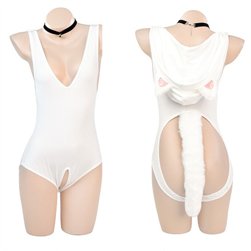 White Hooded Jumpsuit PA10095