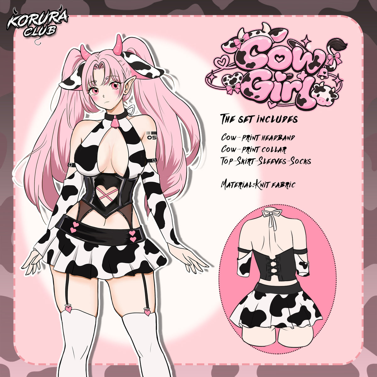 Pre-sale Cosplay Cute Cow Print Set KO178