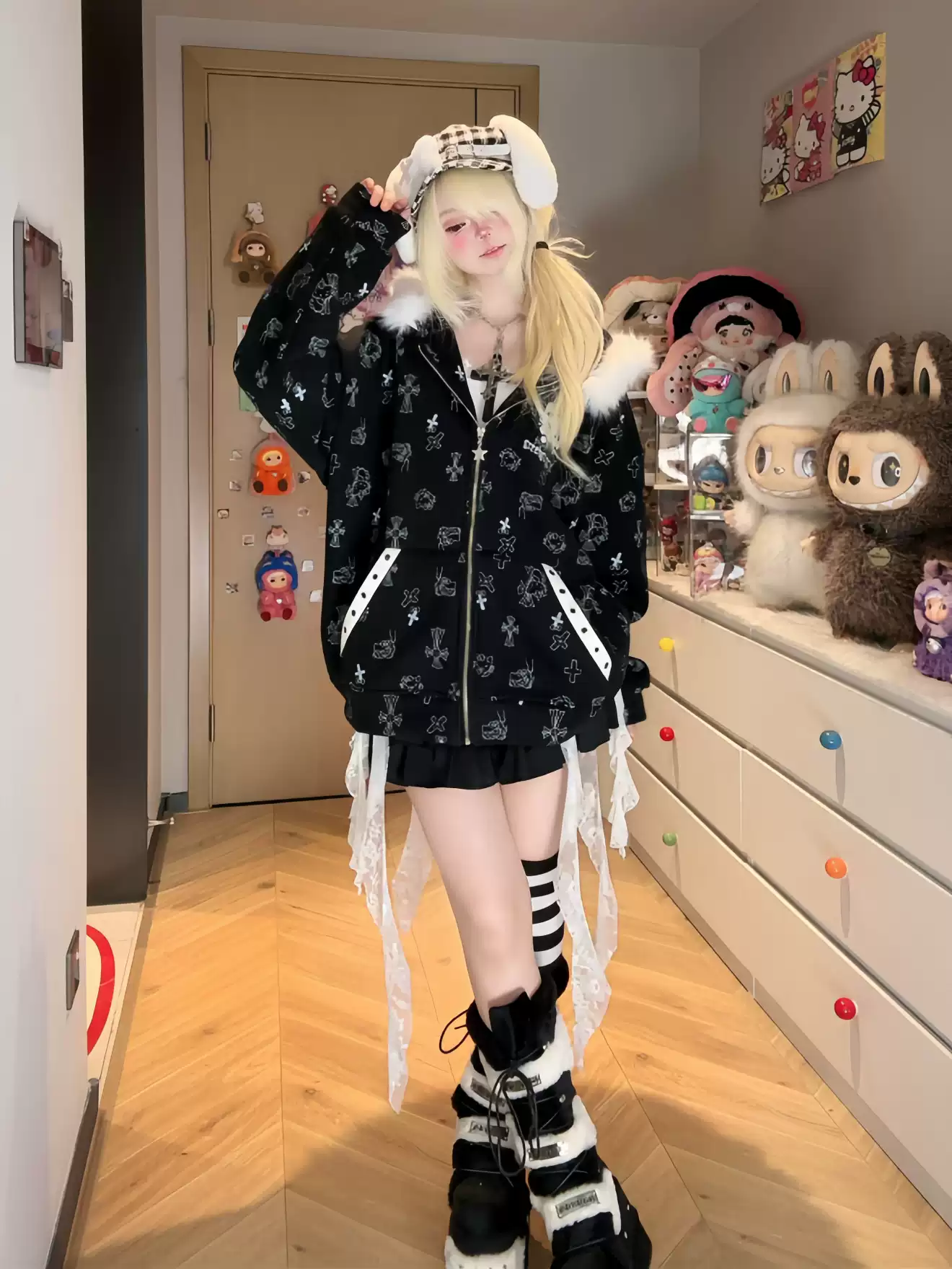 Fur Collar Sweatshirt Jacket PA20343