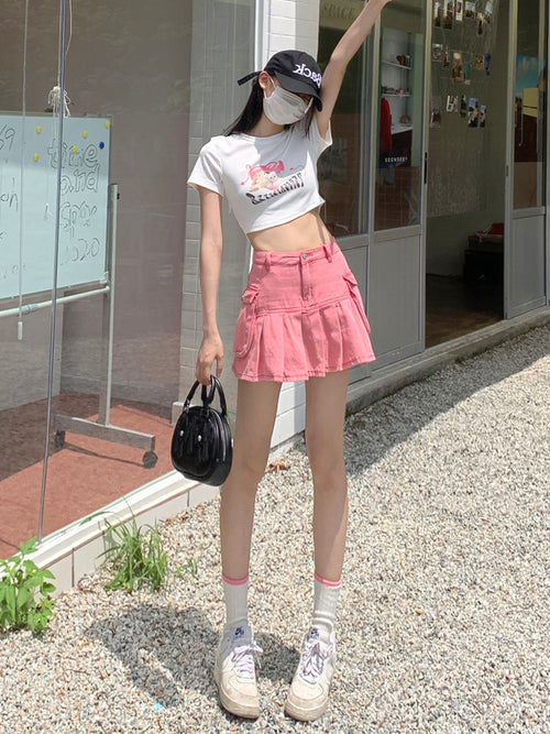 Pink Denim Skirt PL53376
