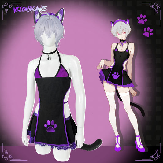 Pre-Order Purple Femboy Cat Cosplay Set (4-Piece Set) AS68