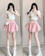 Angel sweet lace T-shirt + tutu skirt PL53362