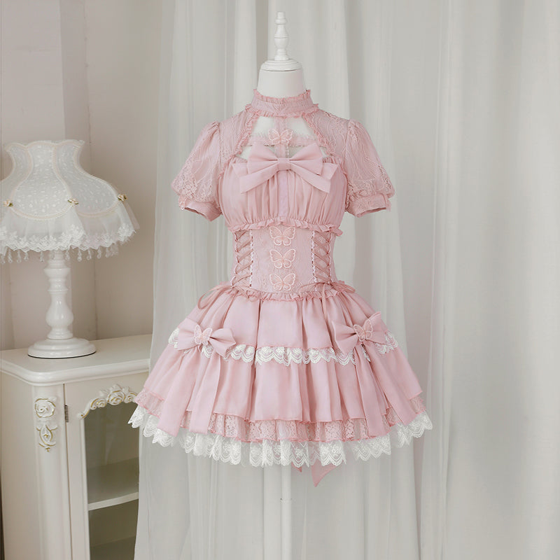 Cute Lace Short Sleeve Dress PL53293