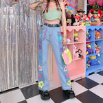 Y2K floral sweet flared trousers PL53462