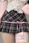 Black and Red Plaid Color Block Pleated Skirt PL53434