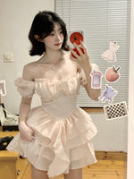 Pale pink princess waist dress PL53358