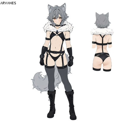 Pre-Order Feral Wolf Cosplay Outfit（5-Piece Set) AS41
