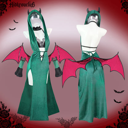 Pre-Sale Gothic Green Devil Wing Costume Set HK008