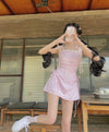 Sweet and cute pink plaid dress PL53416