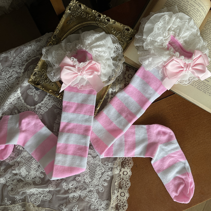 y2k striped lace stockings PA20080