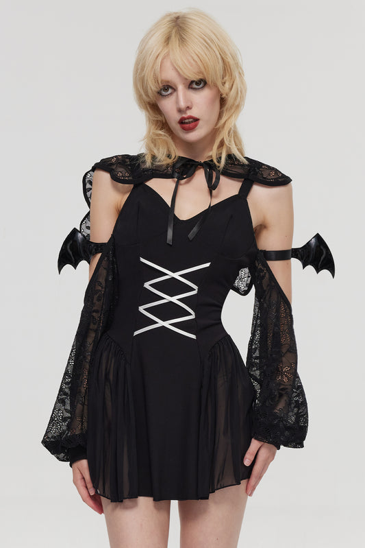 Pre-Sale Gothic Devil Mini Dress Costume (3-Piece Set) HK004