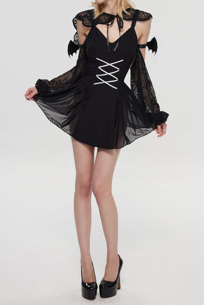 Pre-Sale Gothic Devil Mini Dress Costume (3-Piece Set) HK004