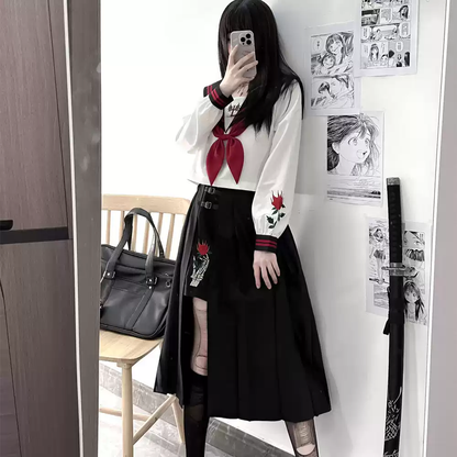 Long embroidered sailor suit PA20106