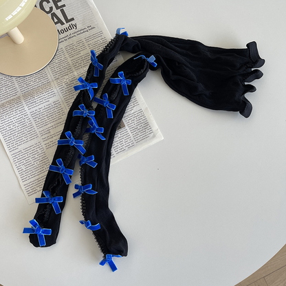 Lace flocked bow stockings PA20086