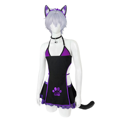 Pre-Order Purple Femboy Cat Cosplay Set (4-Piece Set) AS68