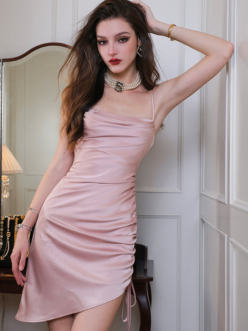 pink tube top suspender dress PL53207