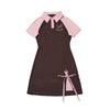 butterfly embroidered polo collar dress PL53351