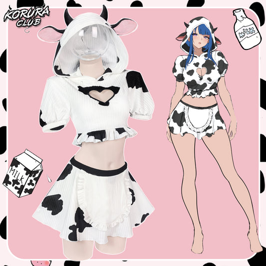 Cosplay Cow Print Skirt Set KO155