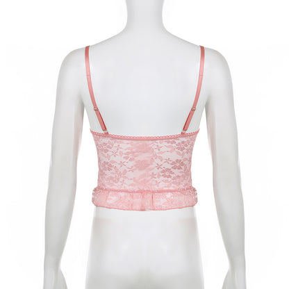 Romantic fishbone lace stitching camisole corset PL53450