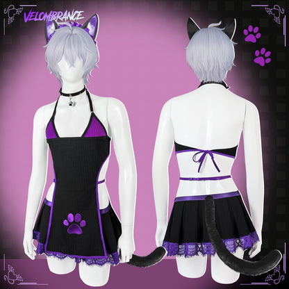Pre-Order Purple Femboy Cat Cosplay Set (4-Piece Set) AS68