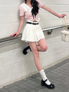 Pink shirt + high waist skirt PL53334