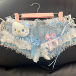 Lace Cat Denim Shorts PL53818