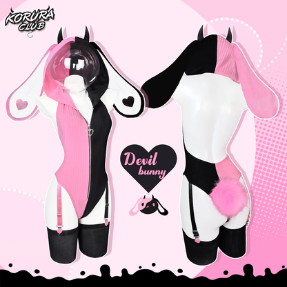 Heart Pattern Two-Tone Black and pink Bunny KO144