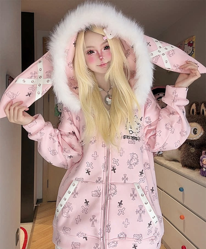 Fur Collar Sweatshirt Jacket PA20343