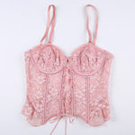 Romantic fishbone lace stitching camisole corset PL53450
