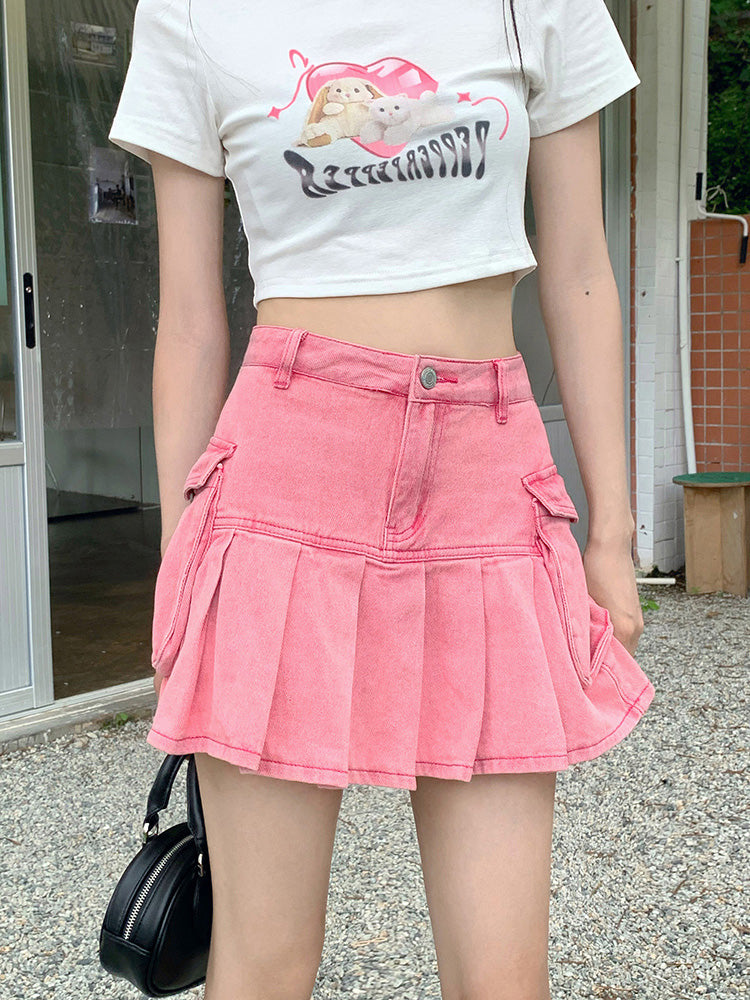 Pink Denim Skirt PL53376