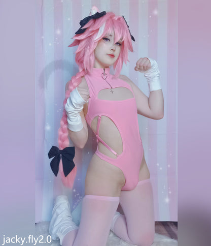 Femboy Hollow-out Bodysuit (2-Piece Set） AS58