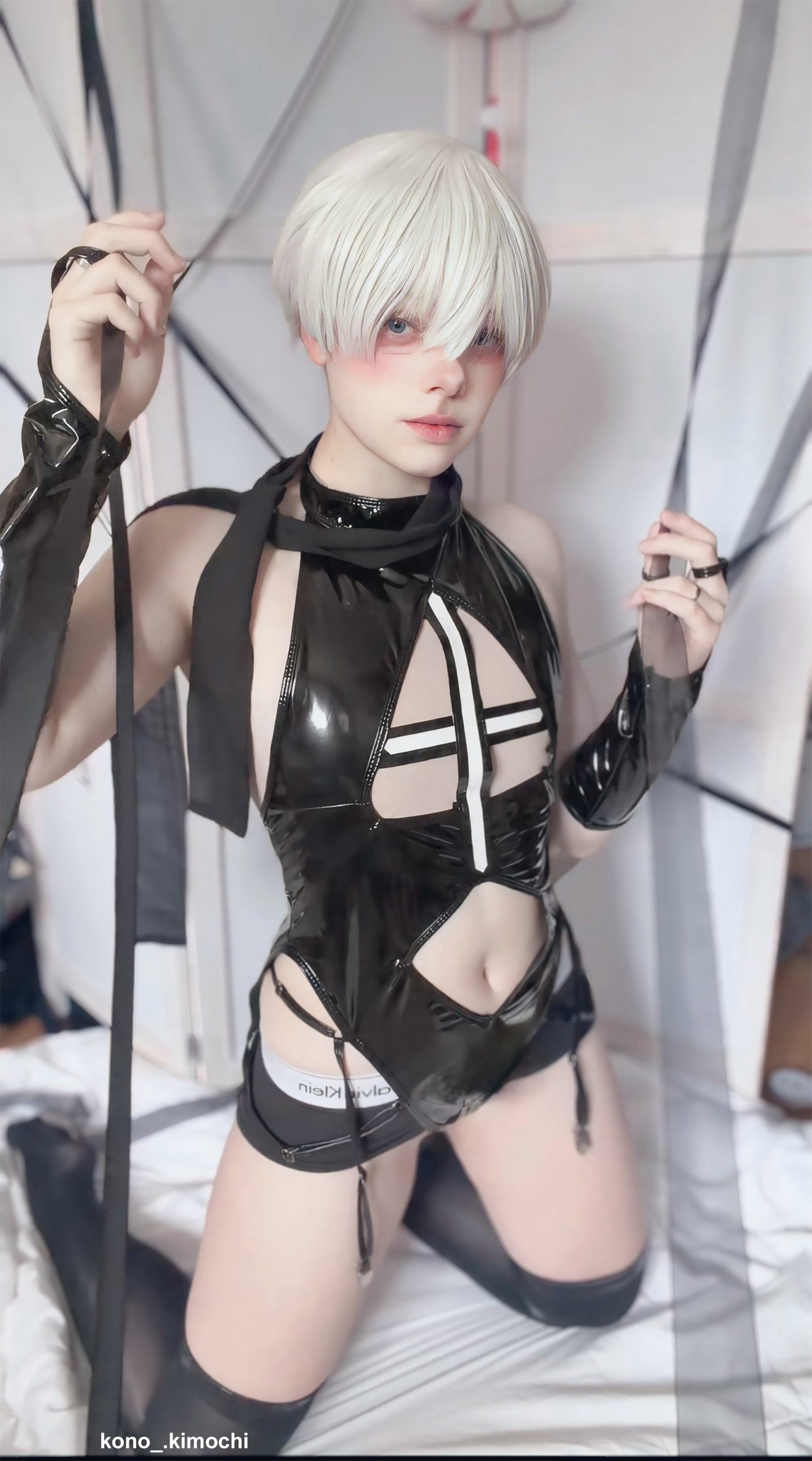 Dark Cross Wings Strappy Outfit (4-Piece Set) AS07