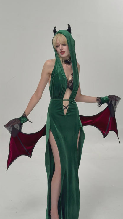 Pre-Sale Gothic Green Devil Wing Costume Set HK008