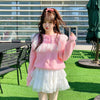 Pink gauze skirt + sweater set PL52792