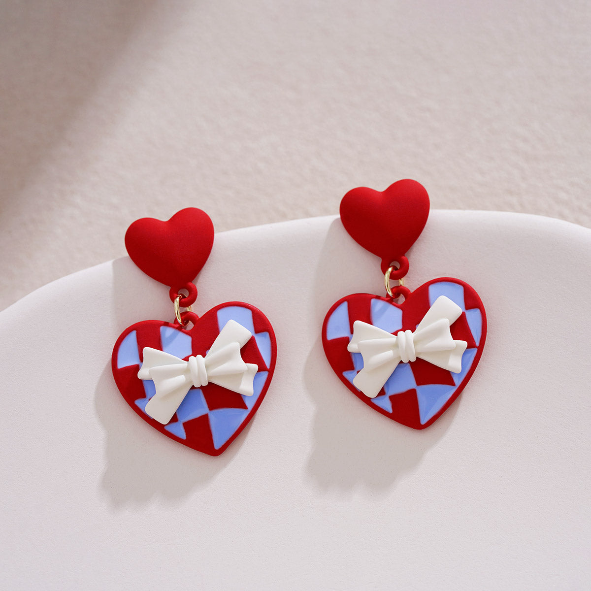 Alice Red Heart Drop Earrings PL53012