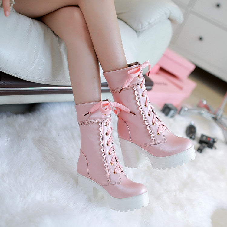 High Heel Sweet Leather Boots PL53050