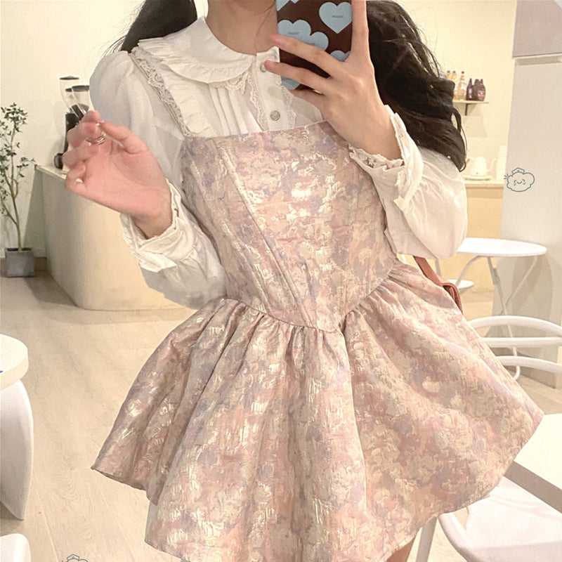Cute Shirt Suspender Dress PL52892