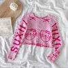 Pink Kitty Knit Top PL52742