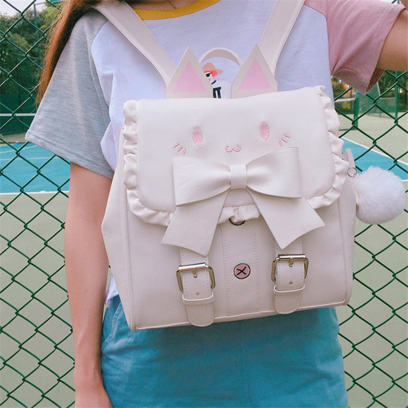 Embroidered Cat Bow Backpack PL52871
