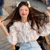 Cute Floral Doll Collar Shirt PL53079