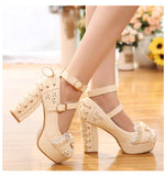 Lace bow heels PL50132