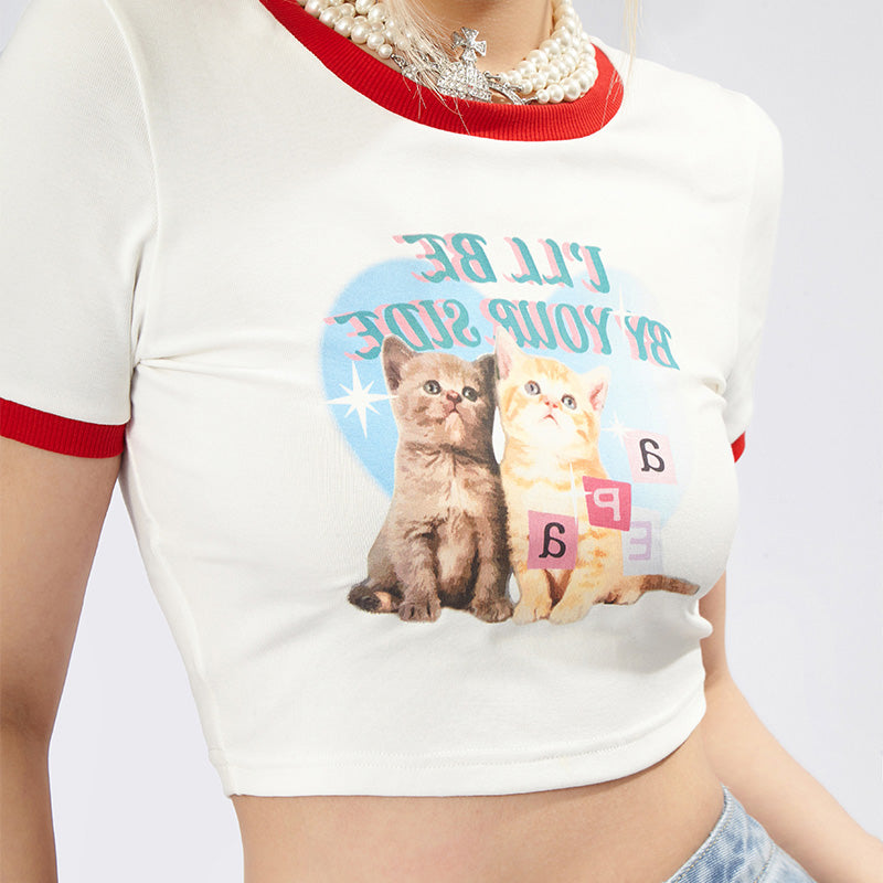 Cute cat t-shirt + heart top PL53039