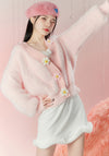 Pink Knitted V-Neck Floral Jacket PL52921